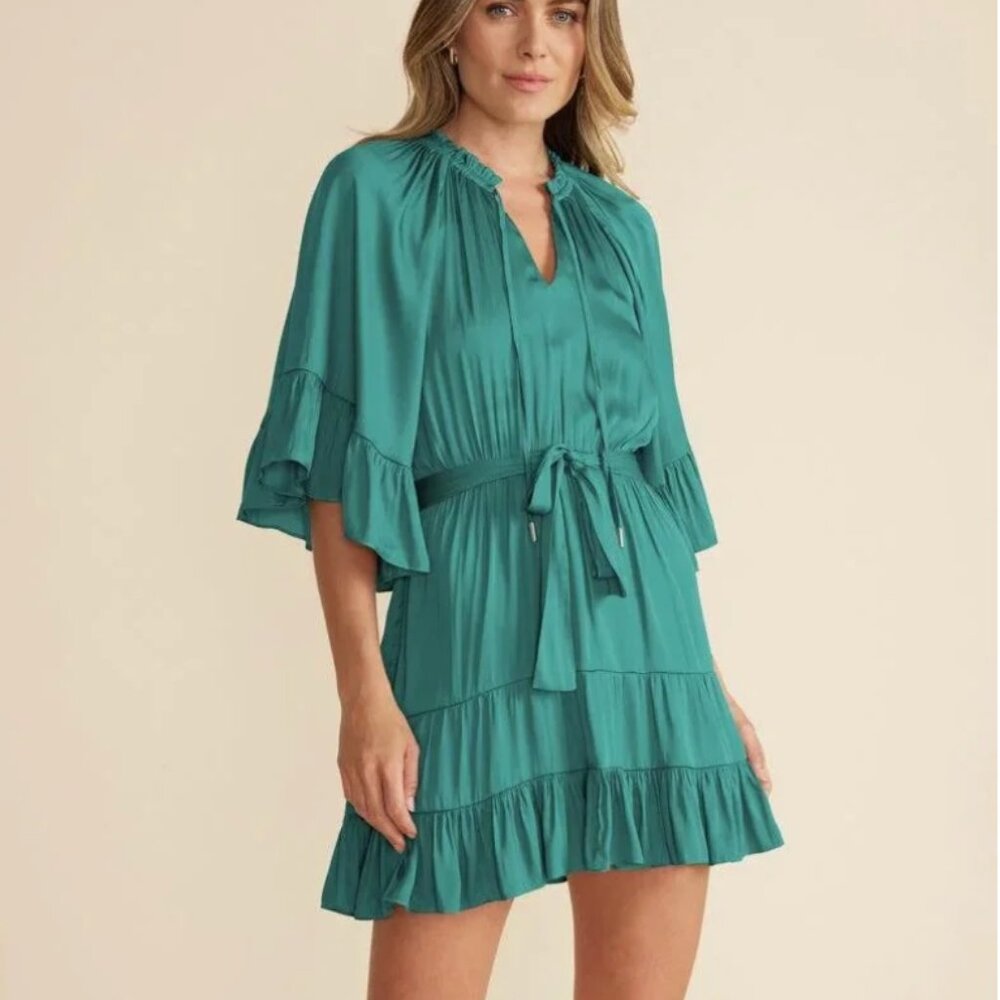 NWT MINKPINK Emerald Mini Dress with Bell Sleeves
